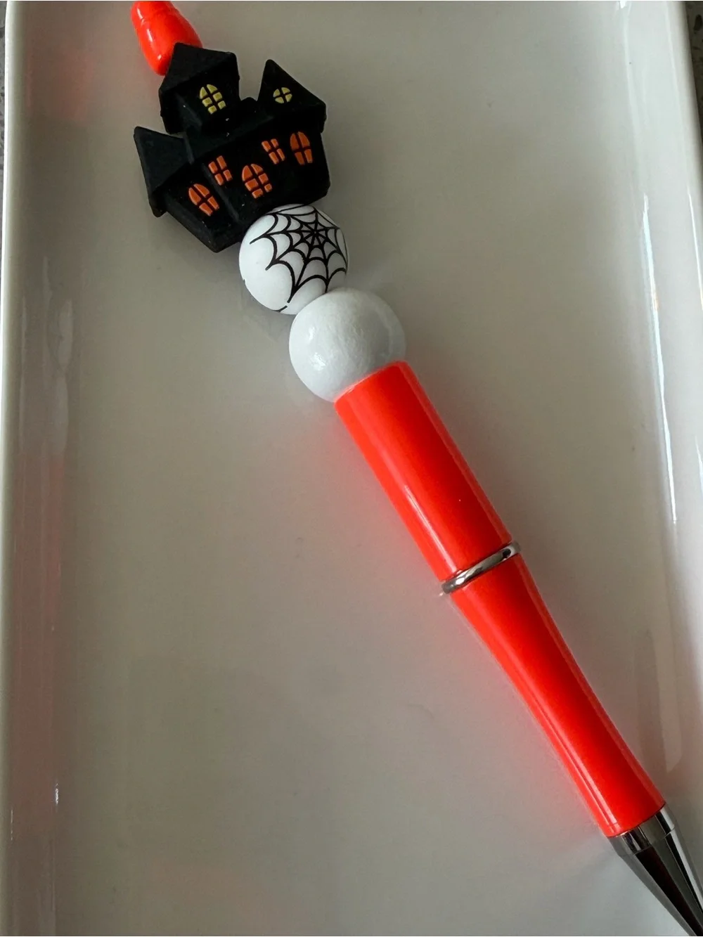 Halloween Themed Orange and White Decorative Ballpoint Pen
